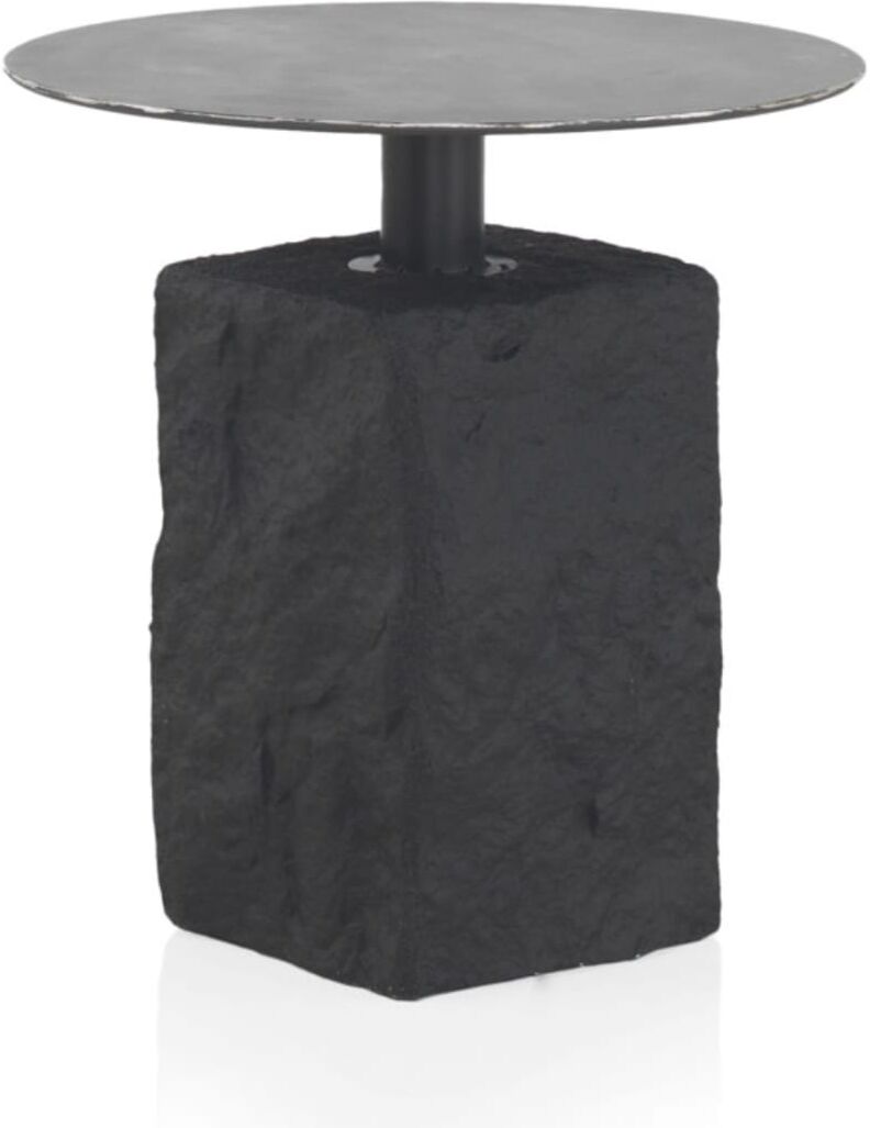 GEESE HOME Table d'appoint ronde avec base en poly résine Noir 60x62x60cm
