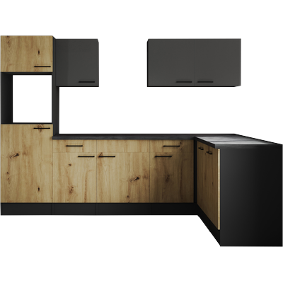 Winkelküche RESPEKTA "Oliver", küche: grau, front: grau matt, korpus: grau matt, arbeitsplatte: granit optik, B:280cm H:205cm T:172cm, Komplettküchen-Sets, Breite 280 cm, 90 cm Arbeitshöhe, in exklusiver Konfiguration für OTTO