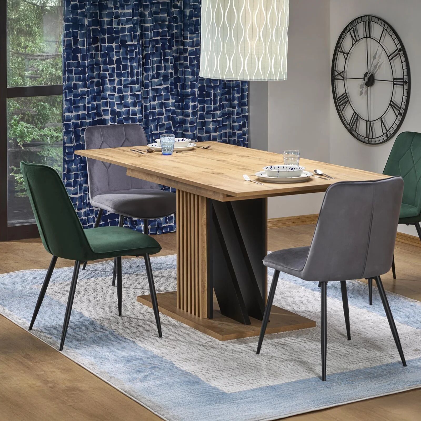 garneroarredamenti Tavolo allungabile 130/175cm moderno rovere nero Lavander