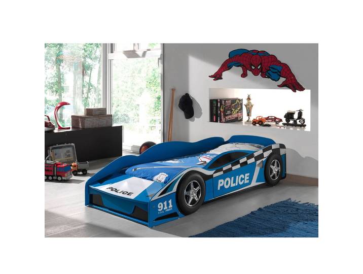 Kinderbett Police Car 70 x 140cm Blau