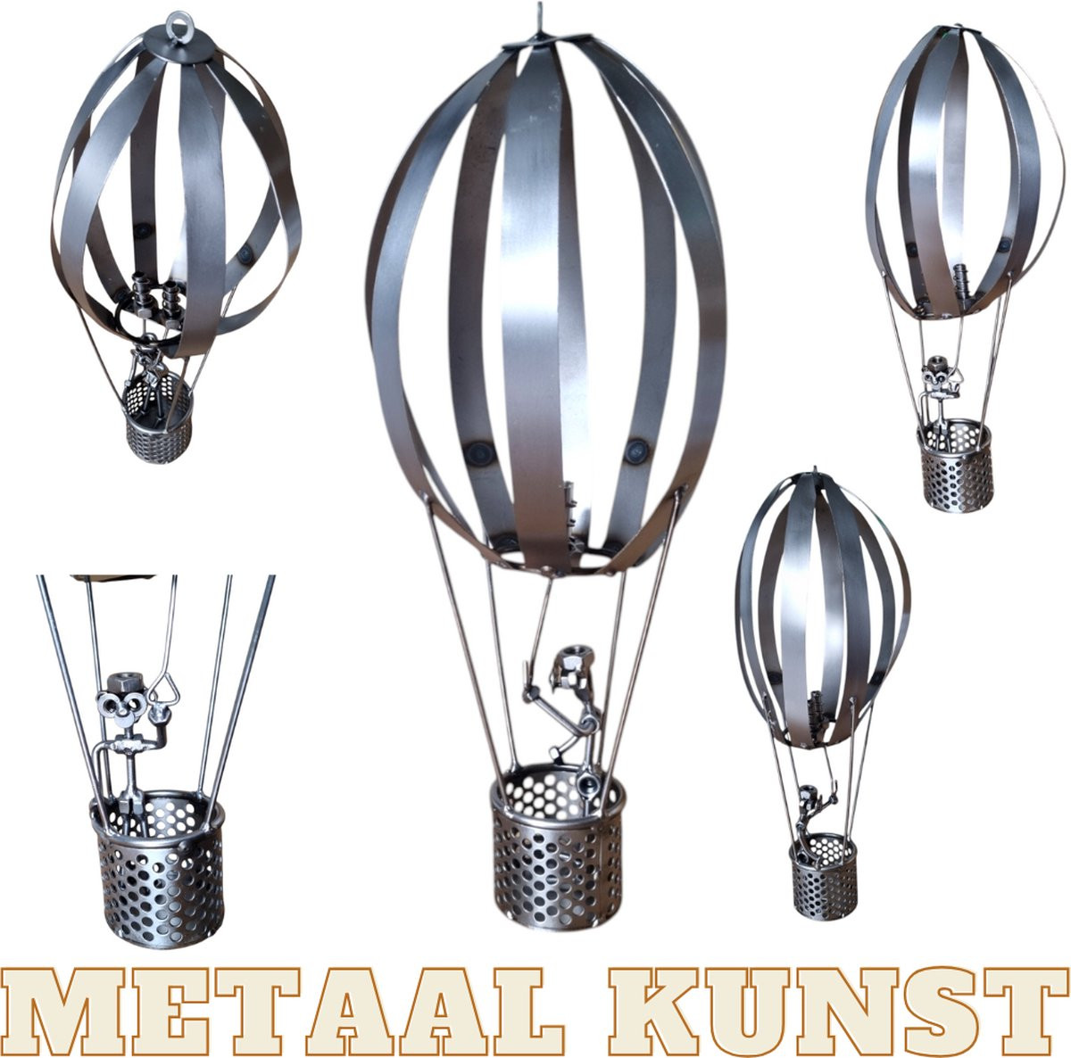 Uniek metalen luchtballon beeld voor op tafel