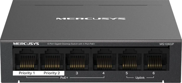 Mercusys MS106GP, 6-Port Gigabit switch, 4-Port PoE+