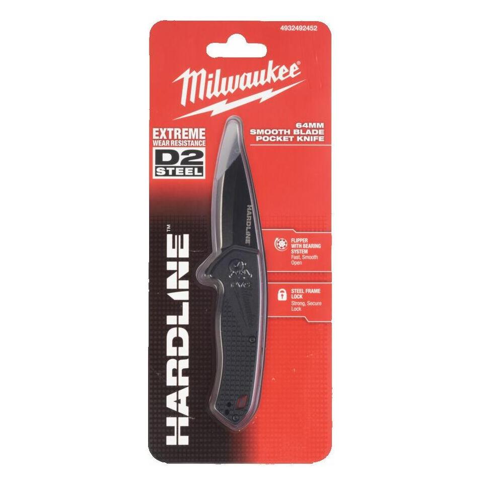 MGA Milwaukee HARDLINE Premium-Klappmesser 65 mm glatte Klingenlänge (4932492452)