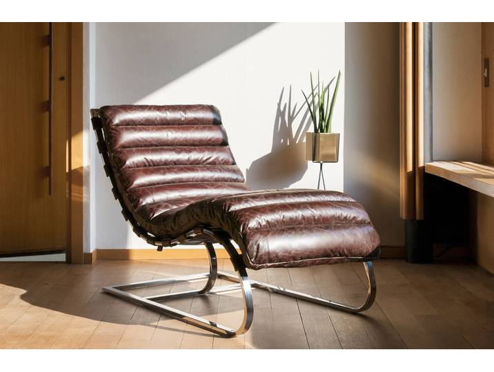 Chaise longue en cuir pleine fleur Weimar