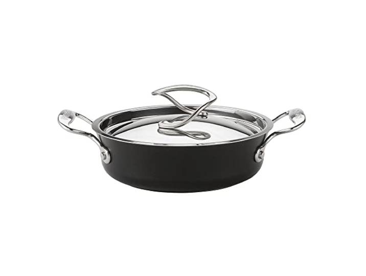 Circulon Style Induction Saute Pan with Lid 20cm - Non Stick Saute Pan with Stainless Steel Lid & Handles, Dishwasher Safe Cookware with Triple Layer Non Stick Coating, Black