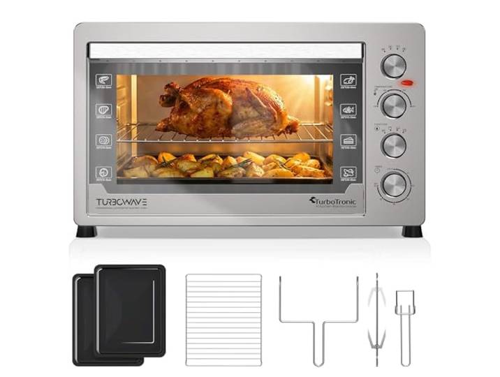 TurboTronic EVS60\, Four électrique 60 L\, Four posable à chaleur tournante\, Mini four\, 2500 W\, 230°C\, Argent