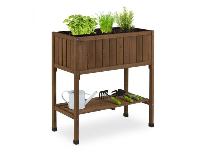 Relaxdays Houten moestuinbak op poten