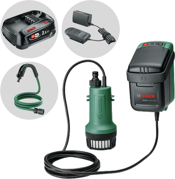 Bosch GardenPump 18V-2000 - Akku-Regenwasserpumpe - 18V 2.5Ah