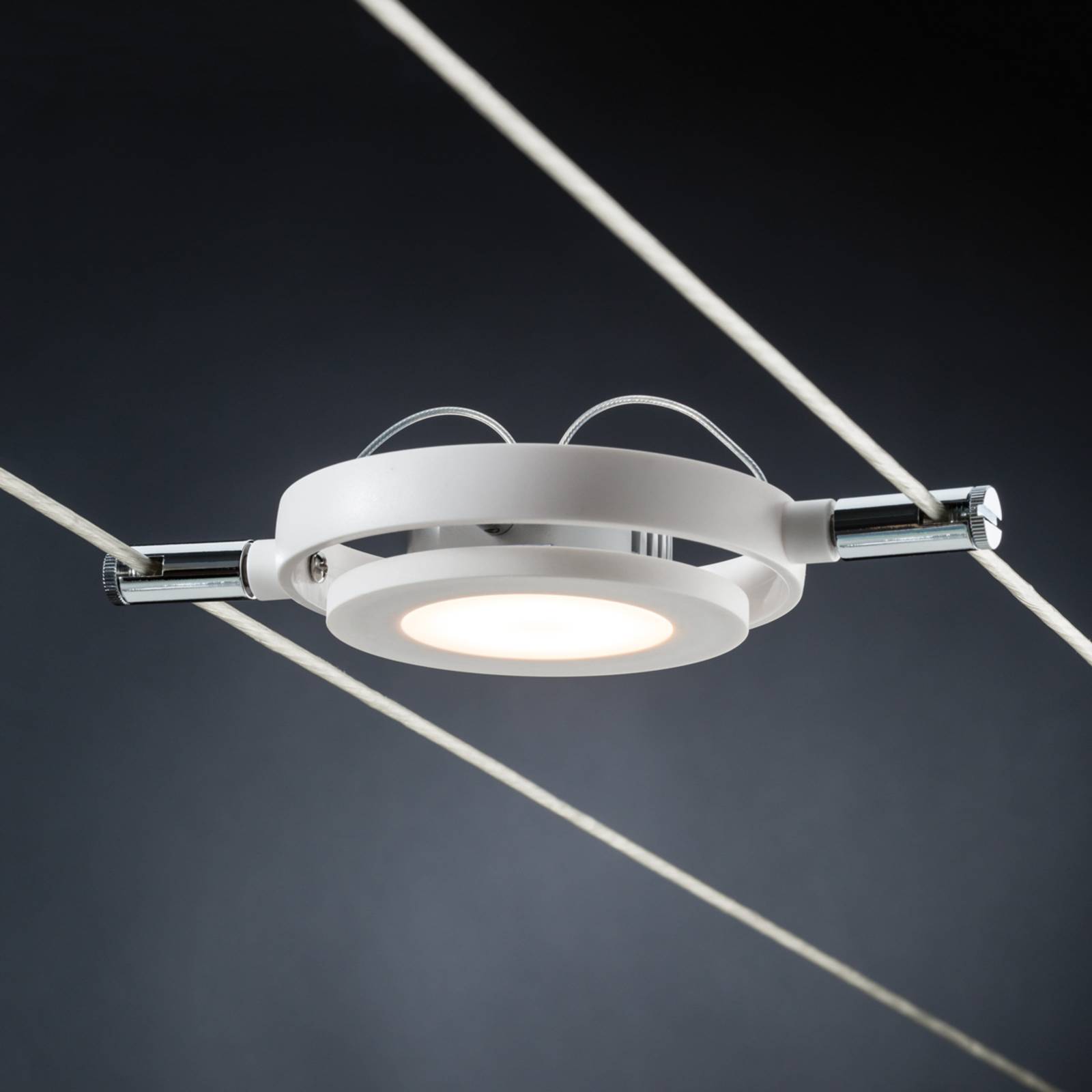 Paulmann RoundMac LED-Seilsystem, 6-flammig, chrom / silber, für Wohn- / Esszimmer, Metall, Modern