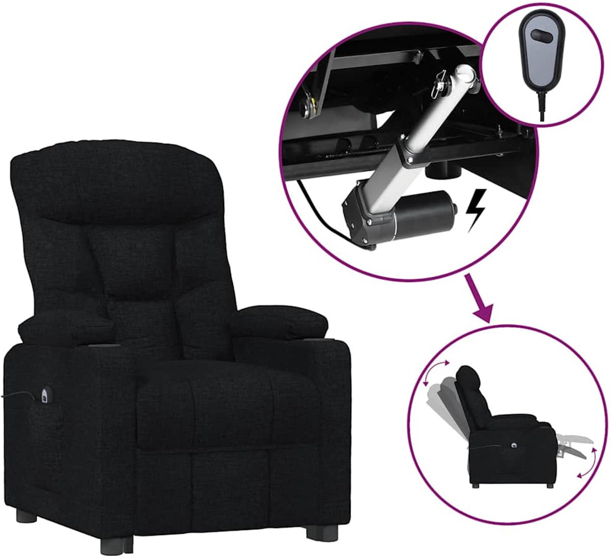 vidaXL Elektrische Relaxfauteuil - Zwart - Stof