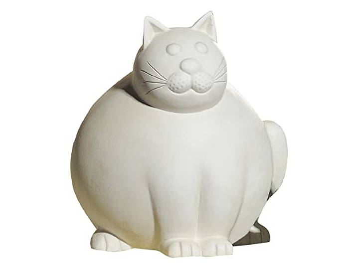 GILDE Decoratiefiguur kat 'Molli' - decoratie woonkamer - cadeau kattenliefhebbers - kleur: crème mat - hoogte 29 cm