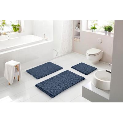 Badematte LINEA DUE "Punto Uno, Badvorleger, Badezimmer Teppich", grau (anthrazit), H:18mm, Baumwolle, Polyester, Badematten, Badematte, moderner Badvorleger mit Knötchen-Struktur