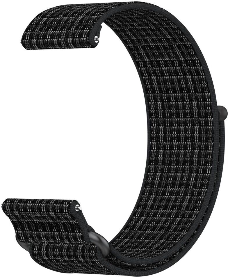 INF Universelles zweiteiliges Nylon-Uhrenarmband (ohne Steg) – Schnellverschluss, verstellbar mit Klettverschluss, kompatibel Schwarze Asche