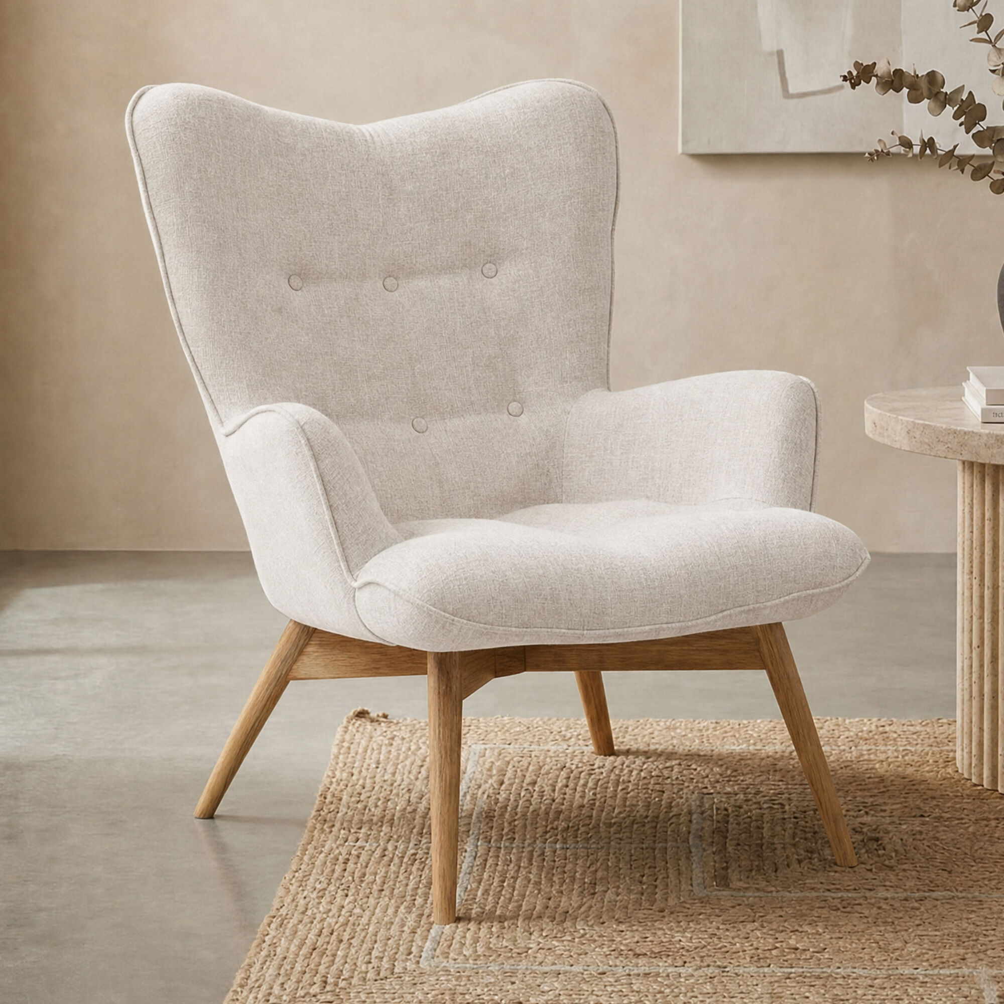 LUMZ Oorfauteuil retro design naturel