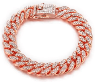 Inspire Picks Luxury Rhinestone Dog Chain Collar Stainless Steel Pet Jewelry For Dogs & Cats rose Gold