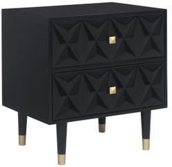 Two Drawer Geo Texture Nightstand by Linon Home Décor in Black Gold