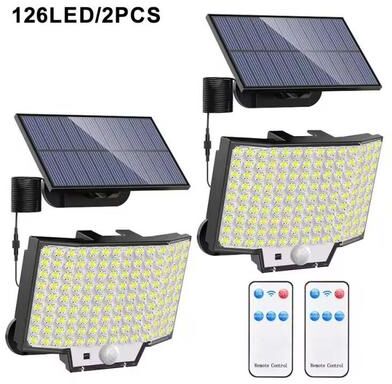 Inspired Finds 348LED Solar Outdoor Security Motion Sensor Light Waterproof Garden Garage Spotlight 126led 2pcs