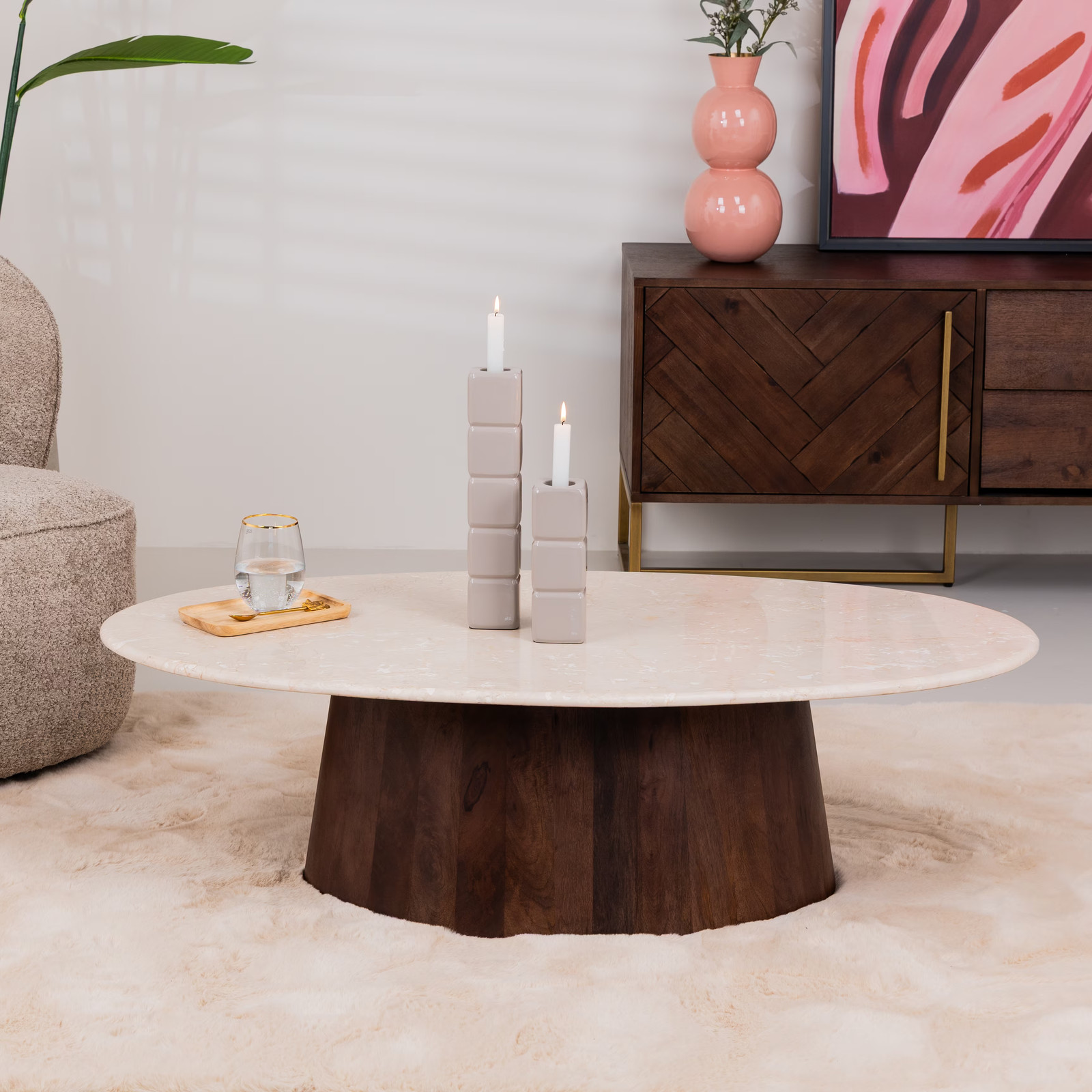 Livingfurn Salontafel Brix Bottecino Mango Ovaal 120 cm