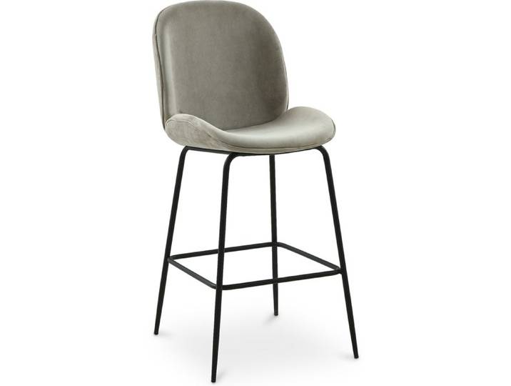 Tabouret de bar Accent Velours Rembourré Design rétro 73cm - Elias Taupe