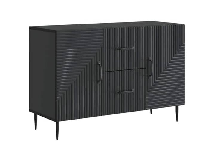 GHVBNMF Sideboard Schwarz 89x34,5x60 cm Kommode mit 2 Schubladen Stilvolle Anrichte im Vintage-Look für Wohnzimmer und Flur. Vielseitige Aufbewahrung mit robuster Wandbefestigung.