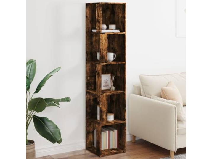 KGHFDVB Eckschrank Holzwerkstoff 33x33x164,5 cm Eckregal 5 Fächer, Platzsparend, Robust, Feuchtigkeitsbeständig, Mit Wandhalterung