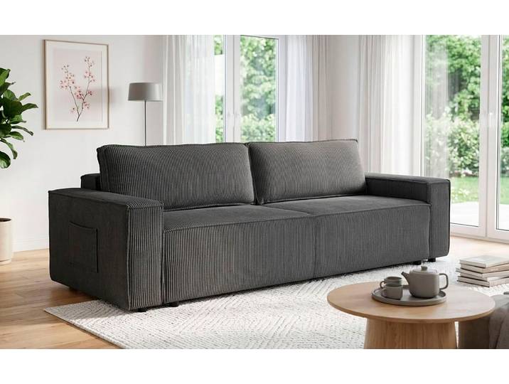 Schlafsofa OTTO HOME CASSI 3-Sitzer, 240 cm - OTTO. Verlässliche Qualität. , grau (anthrazit), B:240cm H:80cm T:48cm, Sofas, Schlafsofa, Schlaffunktion (134/200), Bettkasten, Cord