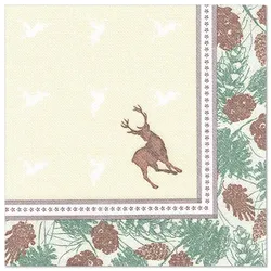 PAPSTAR 50 Servietten "ROYAL Collection" 1/4-Falz 40 cm x 40 cm "Majestic Deer"