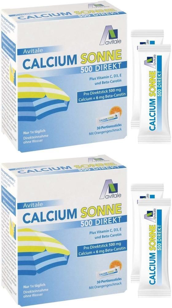 Avitale Calcium Sonne 500 Direkt Portionssticks 2x 2x30 St Pulver