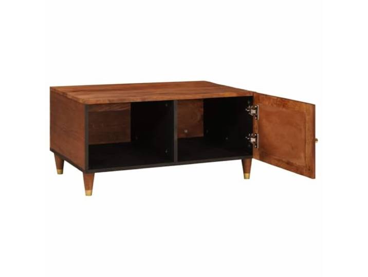 Couchtisch 80 x 50 x 40 cm aus massivem Mangoholz, mit Aufbewahrung, Füße