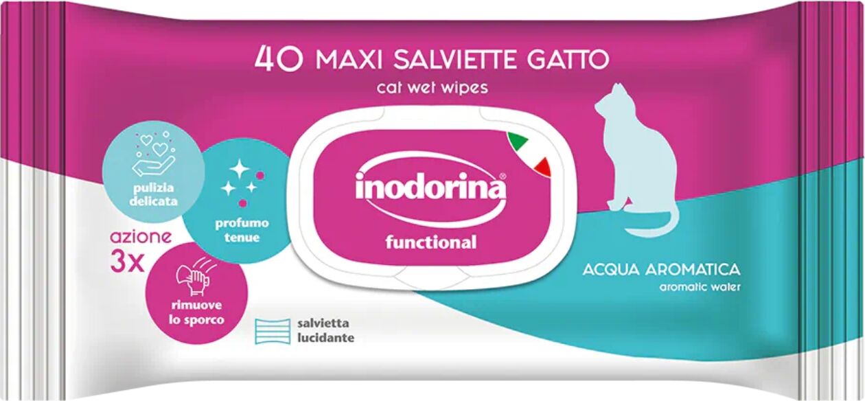 Inodorina Salviette Detergenti Umidificate per Gatti 40 pz
