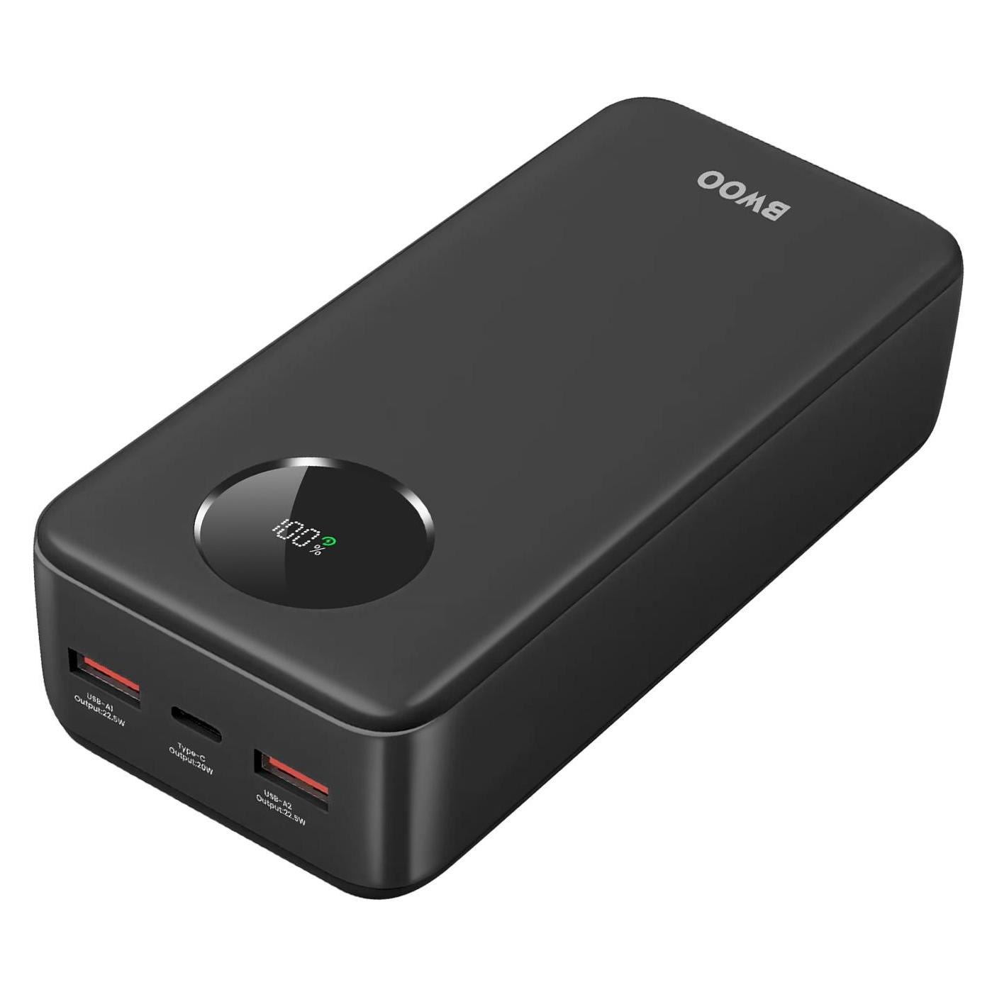 Bwoo Power bank 22,5W 30000 mAh power bank with LCD screen, black (30000 mAh, 22.50 W, 111 Wh) (BO-P64)