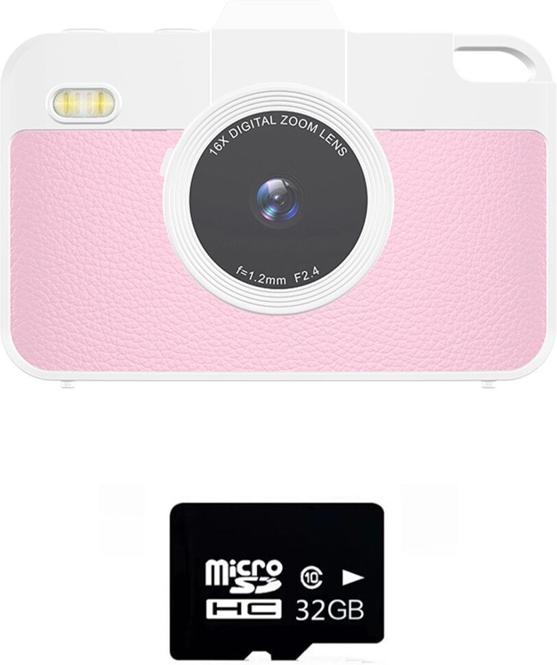 INF G1 Einsteiger-Digitalkamera + 32GB TF-Karte — 48MP Dual-Objektiv, augenfreundliches LED-Display, eingebauter Blitz, Rosa