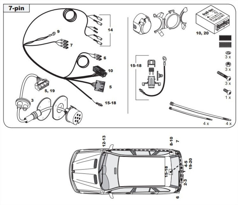FAISCEAU SPECIFIQUE 7 BROCHES POUR BMW X5 E53 (06/00-12/06)