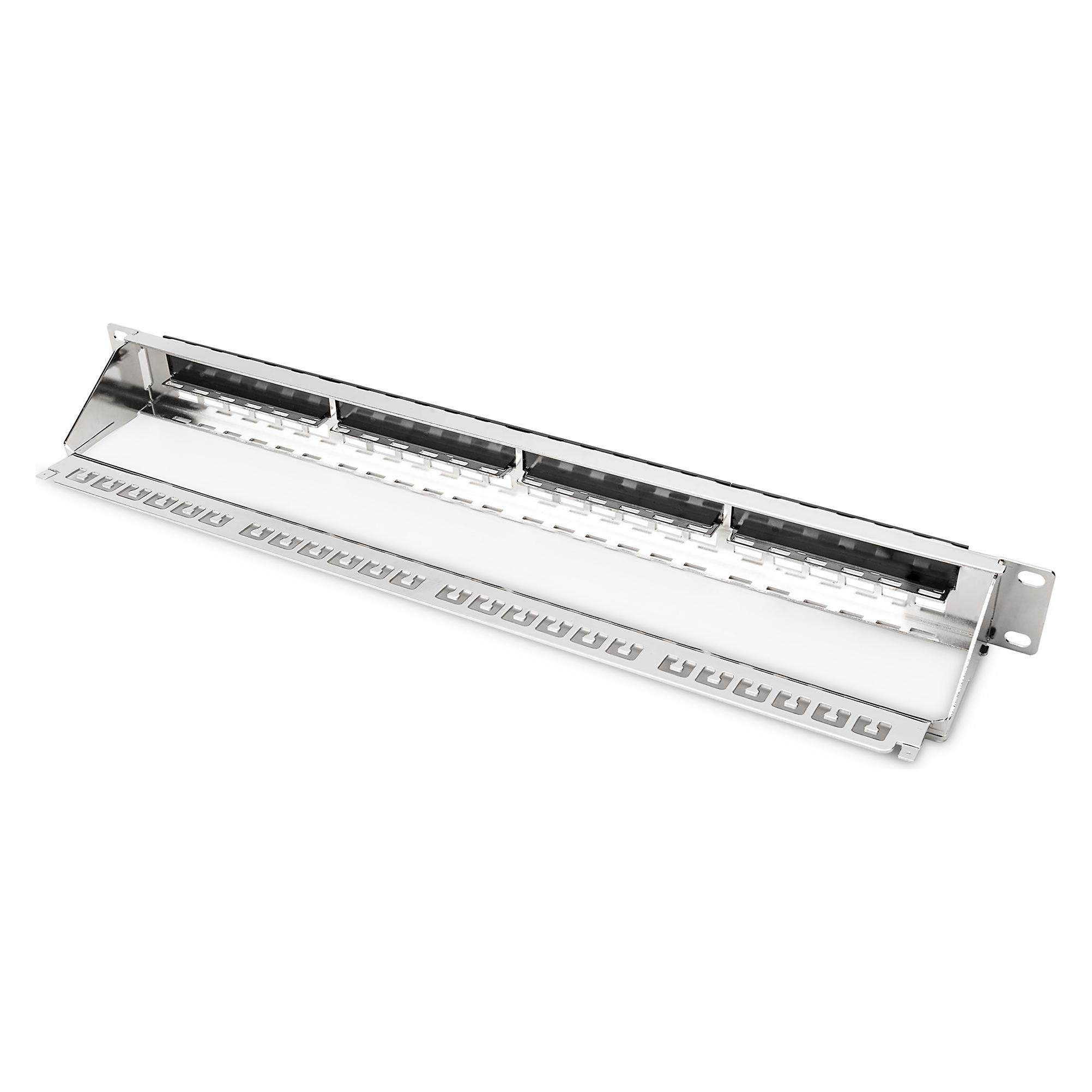 Digitus Modulares galvanisiertes Patch-Panel, geschirmt, 24-Port, blank, 1HE, Rack Mount, Schwarz RAL 9005 (DN-91411-G)