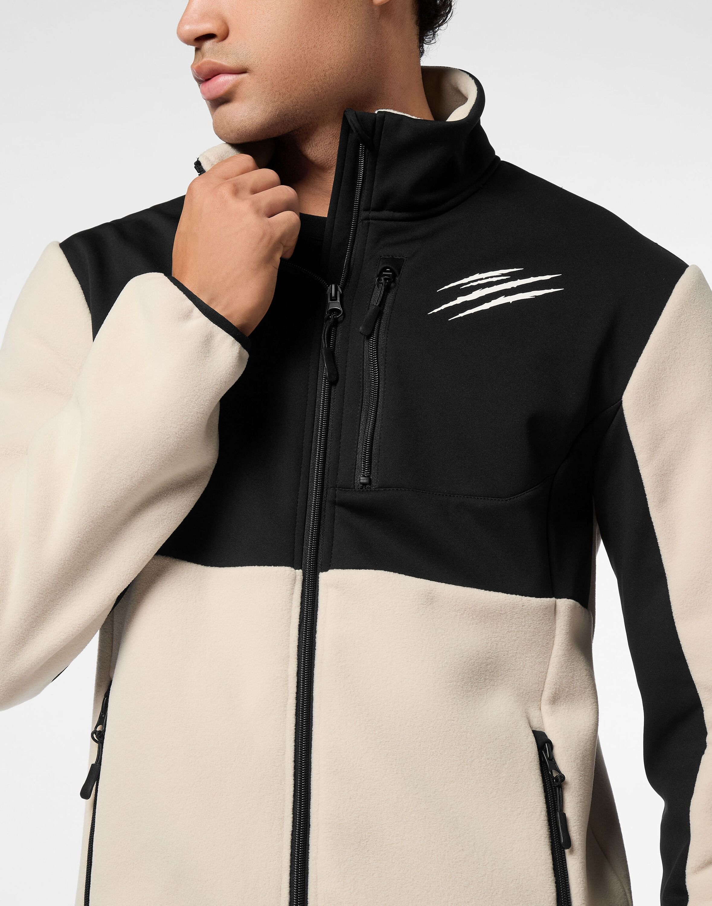 Yoga-Sweatjacke PLEIN SPORT "Sweatjacke", Herren, Gr. S, beige (06, beige), Außenmaterial: 100% Polyester, Sweatjacken
