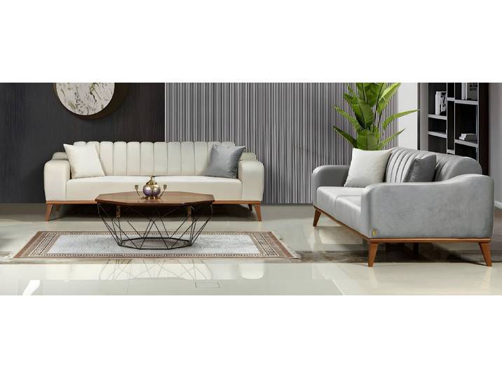 Xlmoebel Polstergarnitur Wohnlandschaft XLMOEBEL im italienischen Stil, weißer Polsterstoff, (Wohnlandschaft, 2-tlg., Wohnlandschaft 2x 3-Sitzer, weiß), Made in Europa