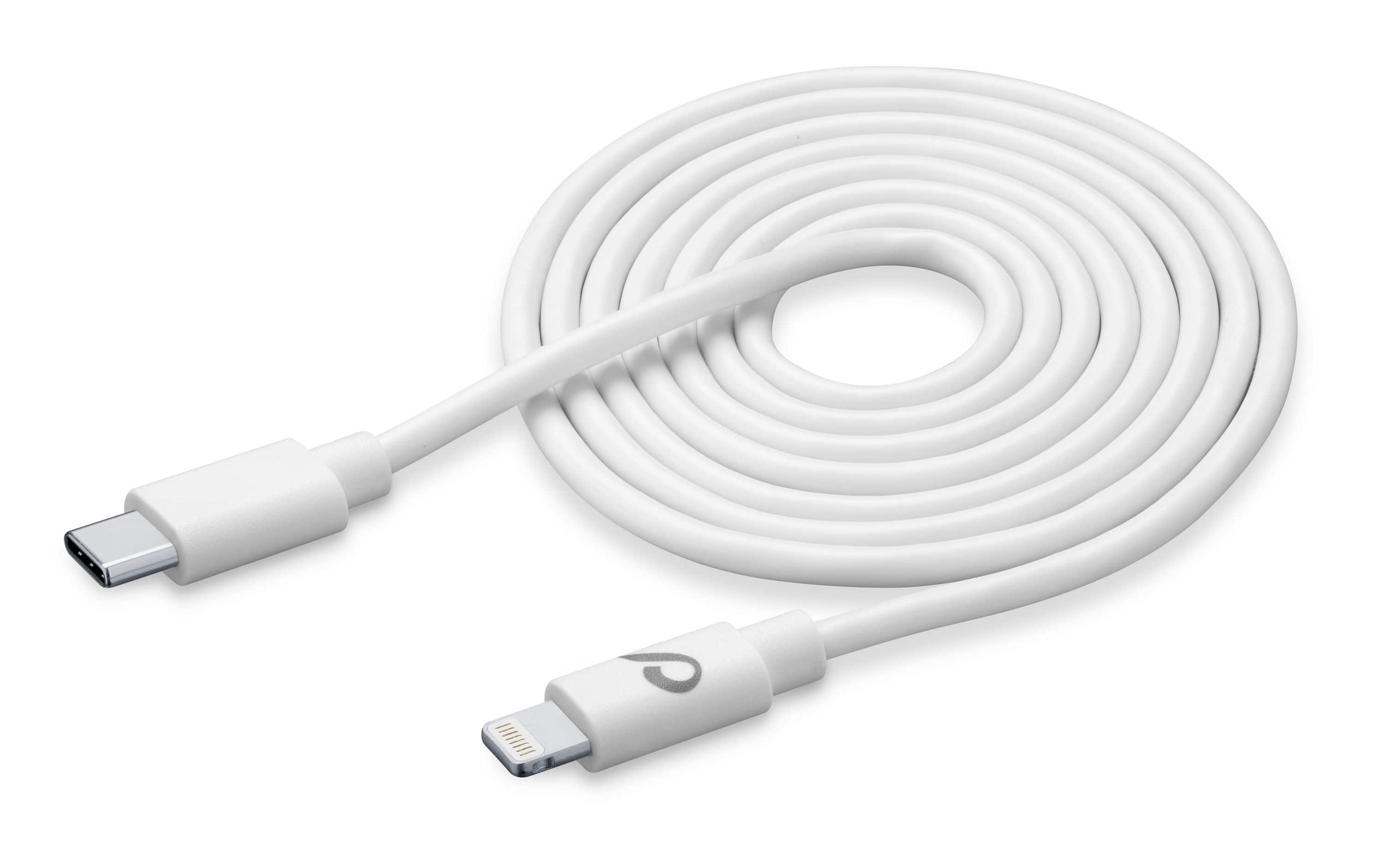 Cellular Line Power Cable Stecker Lightning auf USB C bis 30 W 3 m (Weiß) USBDATAC2LMFI3MW