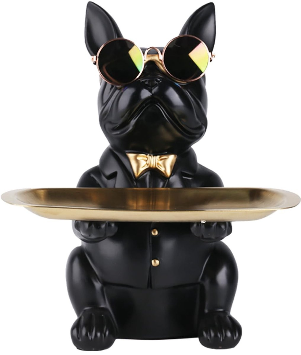 Omgoods Multifunctionele Bulldog Decoratie en Opbergruimte Zwart