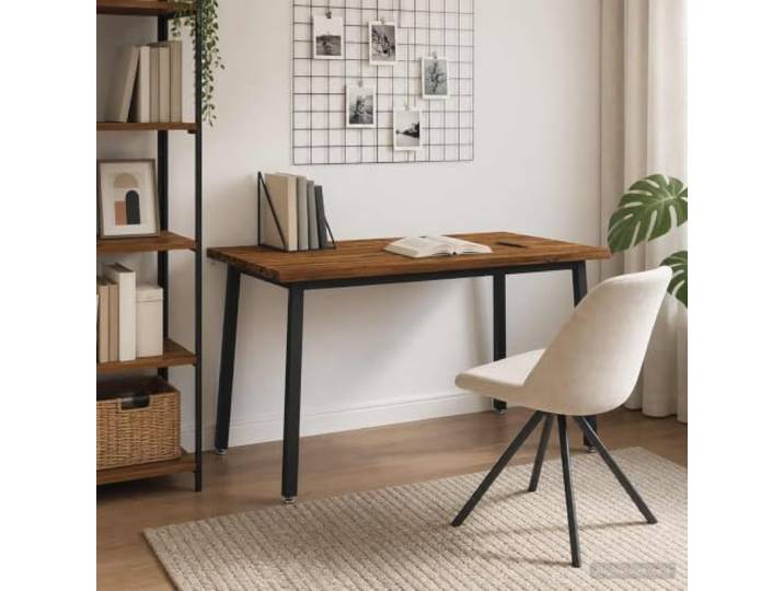 Quadratischer Esstisch 140 x 80 x 75 cm Massivholz Akazie Verzinkte Stahlbeine,moderner Look,-Rutsch-Zubehör,Innenbereich,Esszimmer,Wohnzimmer