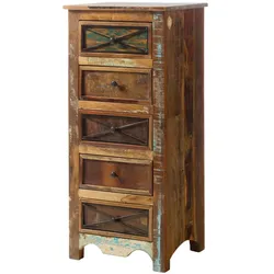Kommode Altholz 55x45x122 mehrfarbig lackiert NATURE OF SPIRIT #129