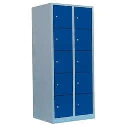 Lüllmann Schließfachschrank - 2 Abteile - 10 Fächer grau