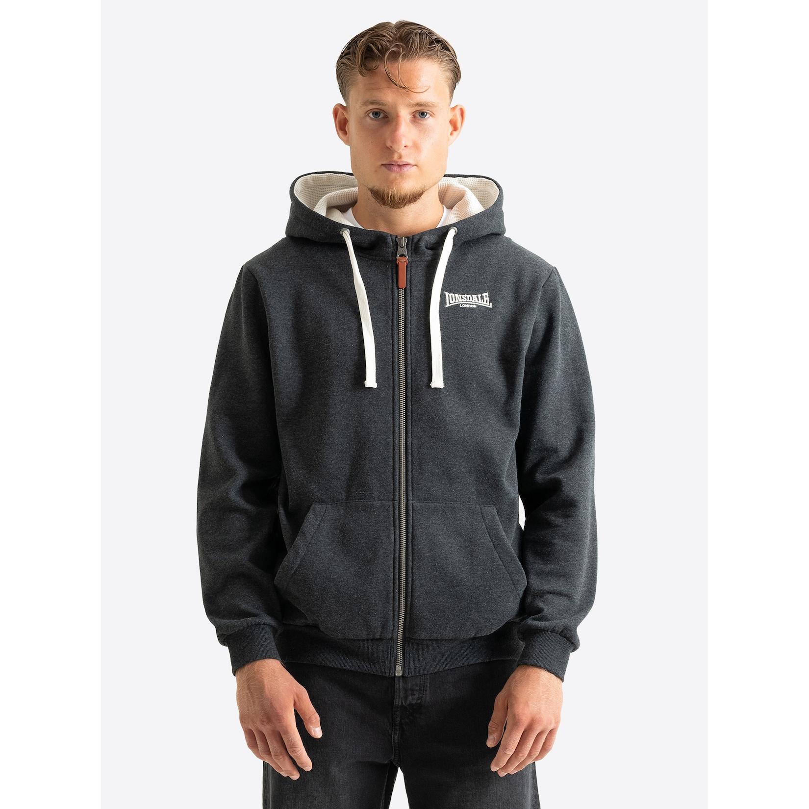 Lonsdale Herren Kapuzensweatjacke mit Reißverschluss normale Passform HILLINGDON