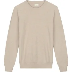 DSTREZZED Herren Strickpullover - Mercury Crew, Rundhals, Melange Slub, Baumwoll-Mix Beige / M