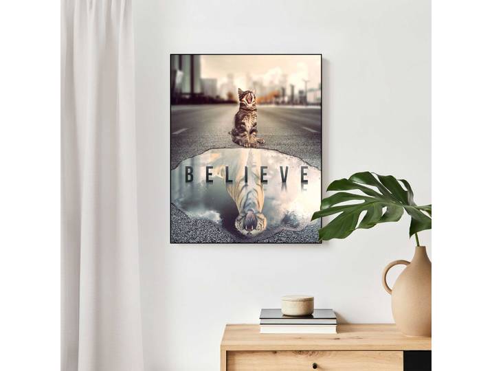 Wandbild REINDERS Glaube an dich , braun (farbe bild(er): braun), B:40cm H:50cm T:3cm, MDF, Bilder, Wandbild