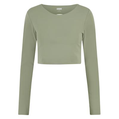 Longsleeve URBAN CLASSICS "Urban Classics Ladies Sports Longsleeve Ladies Sports Longsleeve", Damen, Gr. S, matcha grün, 80% Nylon, 20% Elasthan, unifarben, loose fit, Rundhals, Shirts