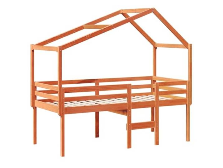 KTHLBRH Hochbett mit gewachstem Dach 80 x 200 cm aus Kiefernholz Massivholz, sicheres Design mit Seitenteilen, Seitentür zum Öffnen, für Kinderzimmer