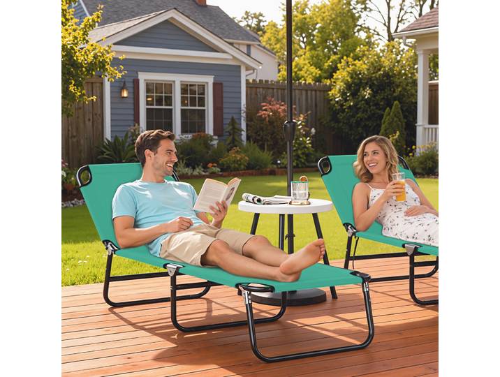 Outsunny Chaise Longue Pliante Tissu Oxford 188x56x28cm Vert Foncé