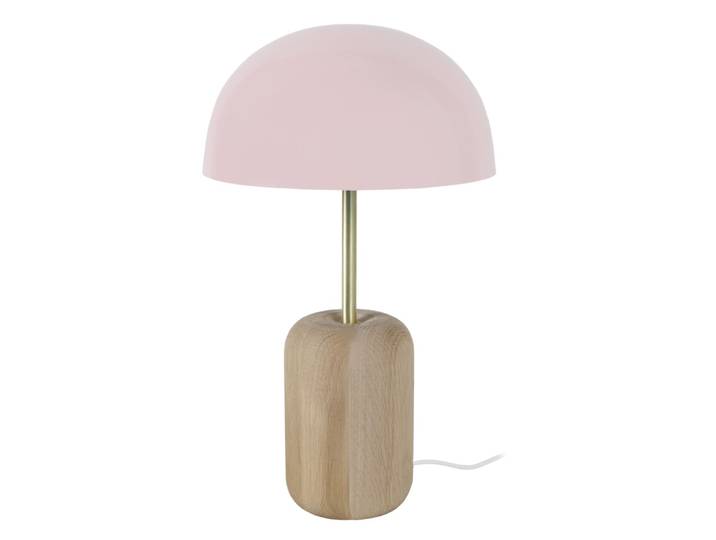 Lampe à poser bois naturel abat-jour métal rose