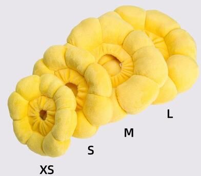 Inspired Living Sunflower Recovery Collar For Cats & Small Pets Soft Plush Anti Lick Healing Cone m