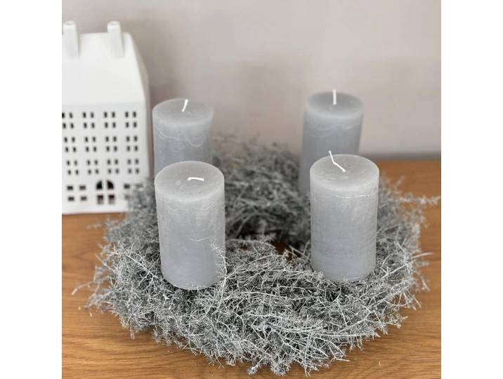 Lykke & You Trockenblumen Silberglanz Adventskranz aus Spargelkraut in Glitzer - (H)30 cm, Silberfarben, Naturmaterialen, 30 cm, Dekoration, Blumen & Blumentöpfe